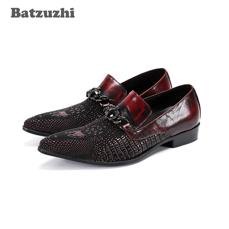 

Batzuzhi Luxury Handmade Men's Shoes Italian Style Genuine Leather Dress Shoes Men Slip on Party and Wedding Zapatos Hombre