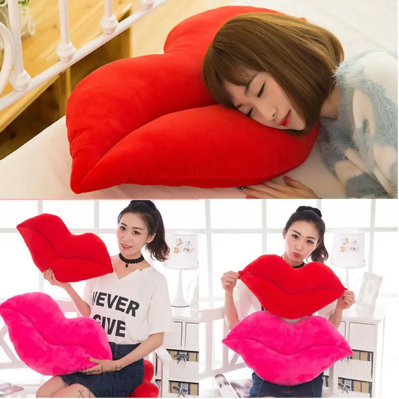 Cotton Lip Shaped Pillow Case Sofa Waist Throw Cushion Cover Home Decor