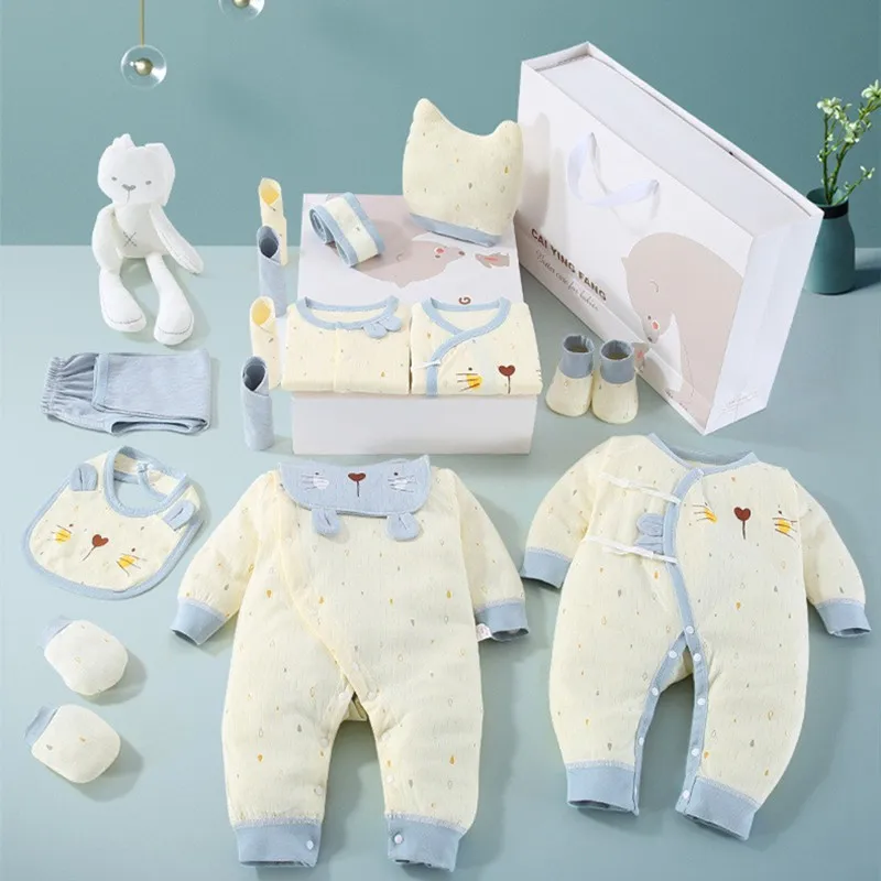 17/19/20pcs Summer Newborn Clothes Set Cotton Cartoon Newborn Clothes Baby Girl Boy Clothes Infant Outfit Baby Gift With Box