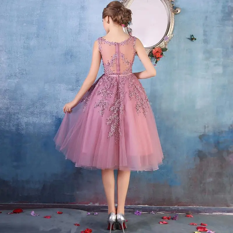 FATAPAESE – Robe de Cocktail en dentelle rose perle, Robe courte De bal, dos nu, Sexy