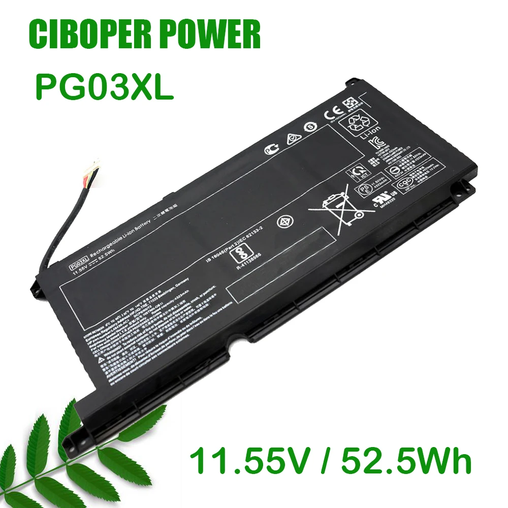 CP Genuine Laptop Battery PG03XL 11.55V 52.5Wh For 15-DK 15-dk0125TX 15-AP012DX 831758-005 831532-422 HSTNN-DB9G L48495-005