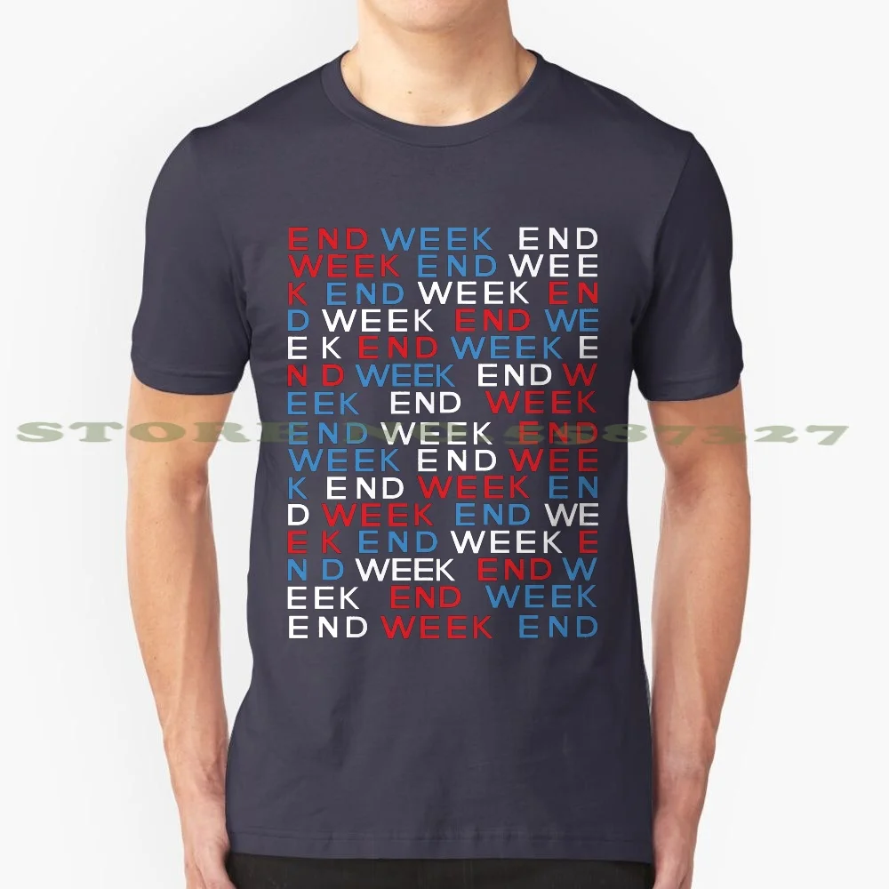 Ek End Week E 100% Pure Cotton T-Shirt Godard Jean Luc French Cinema Film Typography Nouvelle Vague Weekend France Red Blue