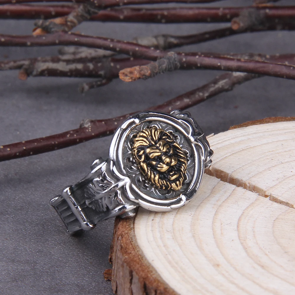 Men's Fashion Black Lion Ring Stainless Steel Jewelry