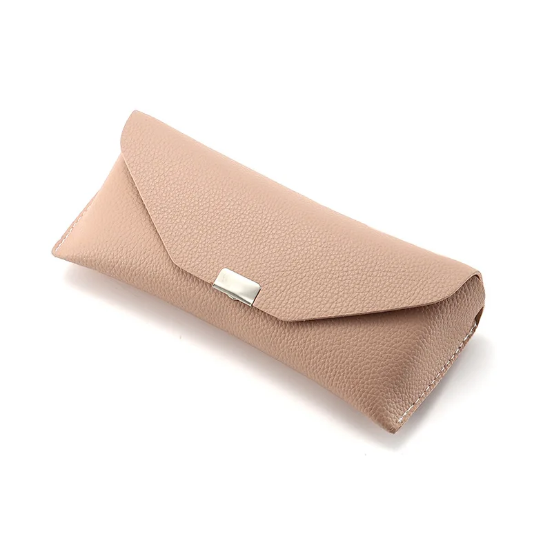 New Style Sunglasses Glasses Case Square Buckle Leather Case Lychee Pattern Soft Bag Fashion Portable PU Glasses Case Men  Women