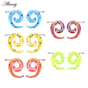2 pçs quente acrílico trocador falso espiral orelha taper maca expansores calibre túnel e plugues lóbulo da orelha brinco piercing corpo jóias 10 principais vendas espiral alargador - №8