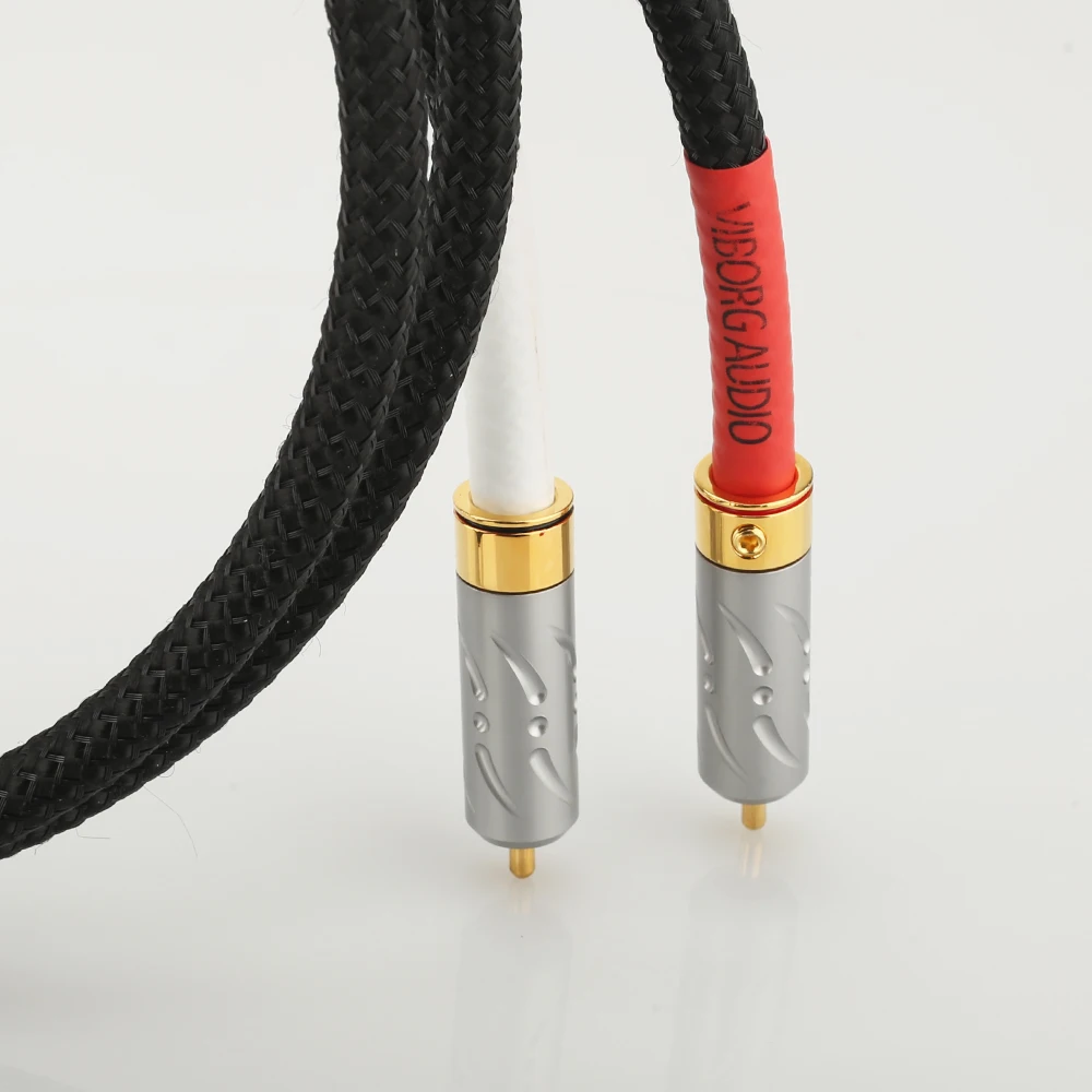 คู่ Hi-End Viborg 09G-801 4N หลาย Oxygen Bar ทองแดงบริสุทธิ์ Interconect สายเดียวลวดทองแดงบริสุทธิ์ RCA Plug