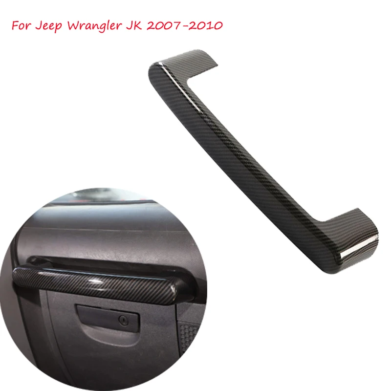 

For Jeep Wrangler JK Car Co-pilot Armrest Copilot Grab Bar Carbon Fiber Handle Cover Trim Decoration 2007 2008 2009 2010