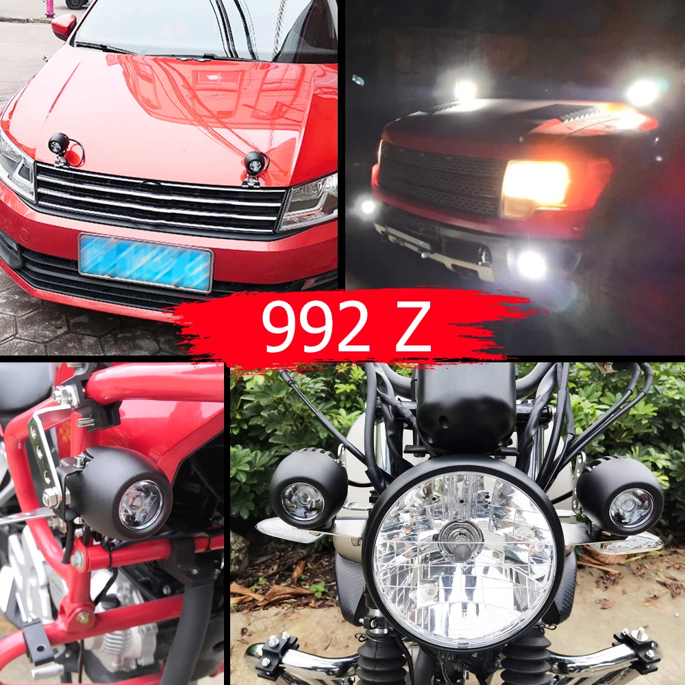 BraveWay LED Motorcycle Headlight Fog Lamps Extra Light for Off Road ATV Truck 4x4 Assisted Lamp Auxiliary Work Lights 12V 24V