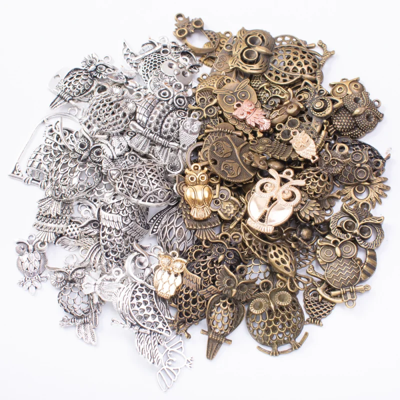 Hot Sale Metal Animal Mixed Charm Pendant Antique Bronze Bracelet Necklace Handmade Jewelry Making Wholesale DIY Accessos