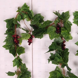 Artificial Plant Grape Vines with Grapes Wall Door Hanging Decoration Christmas Swag for Porch Living Room Festival Decors