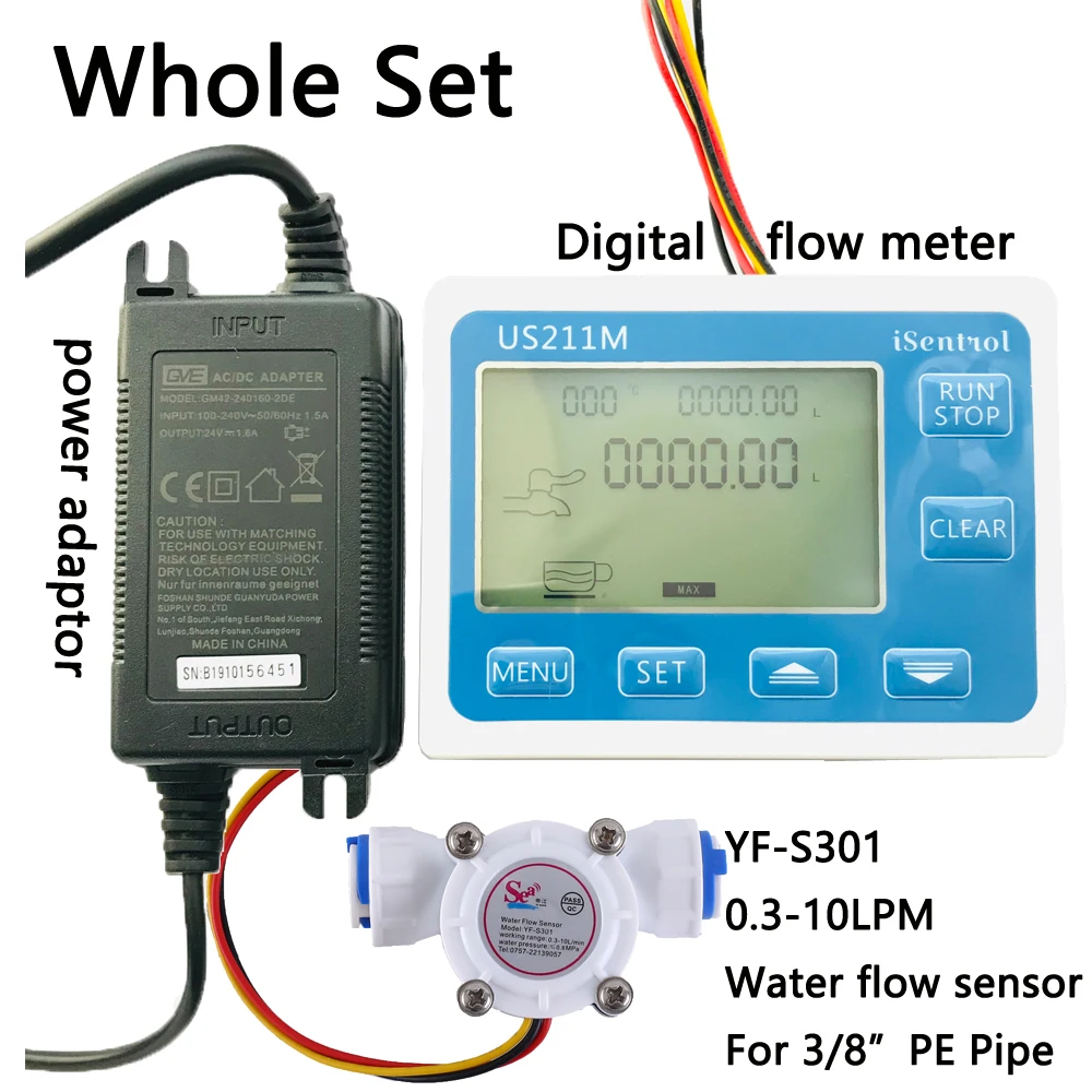 

US211M Water Flow Meter Hall Water Flow Sensor Reader with Plastic YF-S301 0.3-10L/min Electric Flowmeter China Supplier iSentro