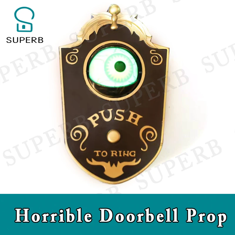 escape game Horrible Doorbell Prop press the button the eye will be opened with green light and horrible sound scary prop escape