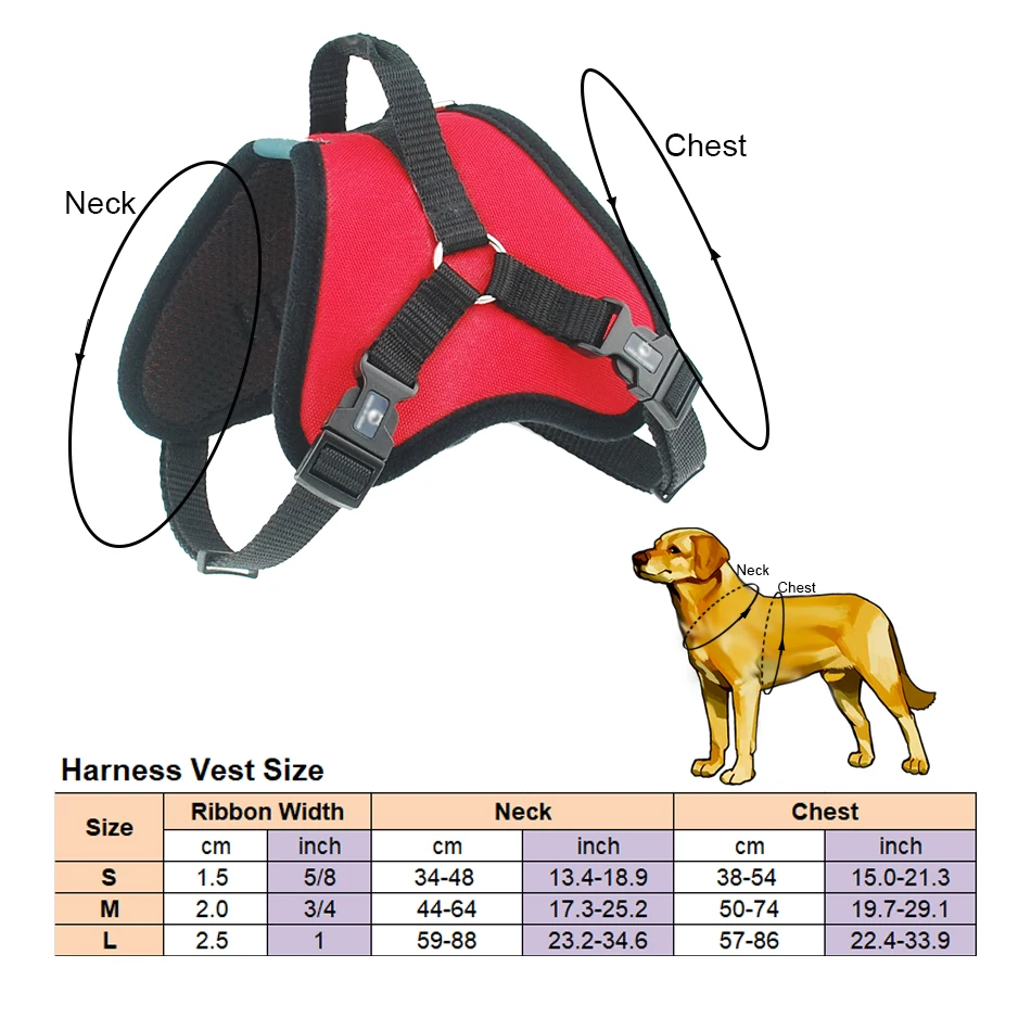 Nylon Heavy Duty Dog Pet Harness Collar Padded Extra Big Large Medium Small Dog Harnesses vest Husky Dogs Supplies