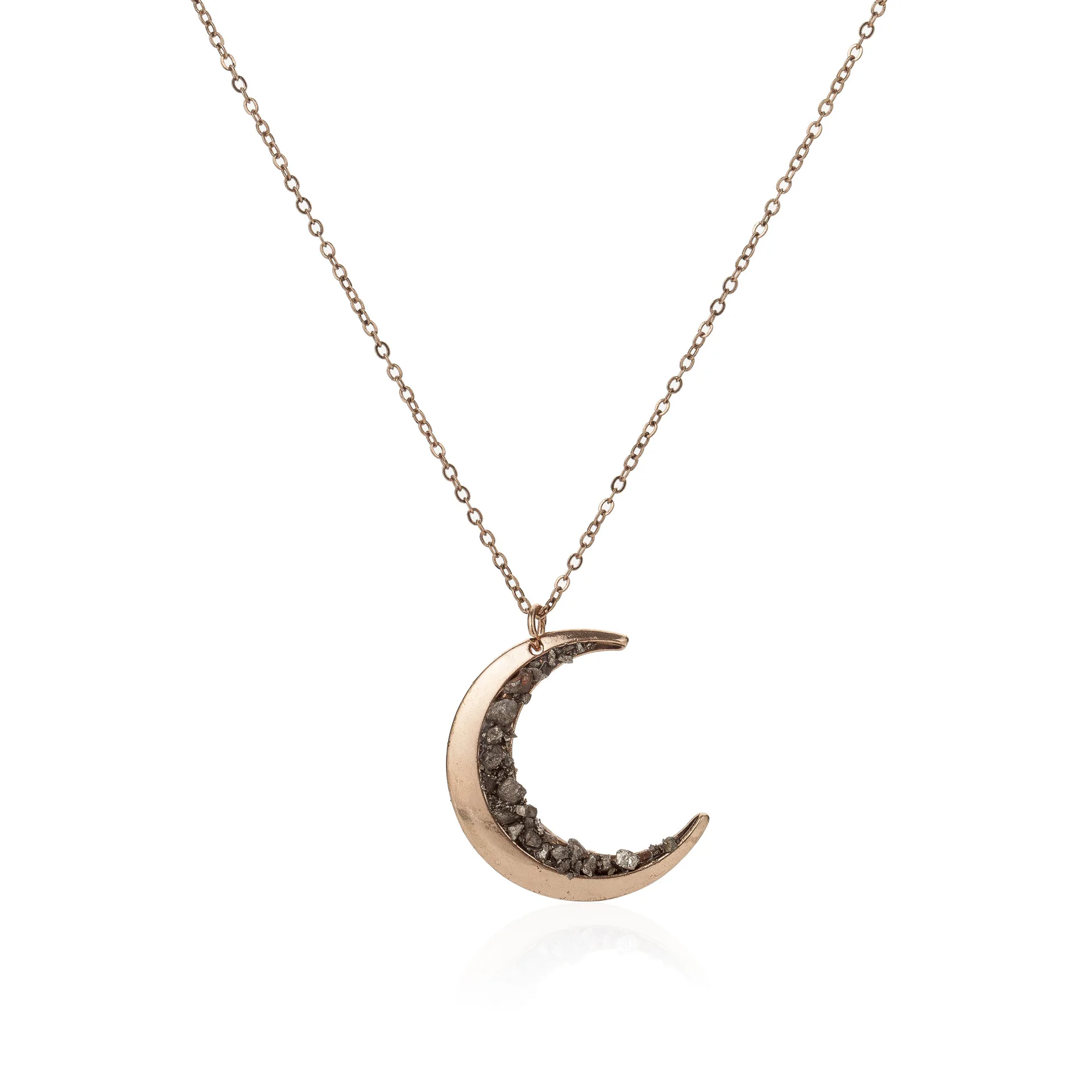 Vintage Black Zircon Moon Necklace Pendant Antique Planet Half Crescent Sailor Luna Gypsy Moon Phase Jewelry for Women