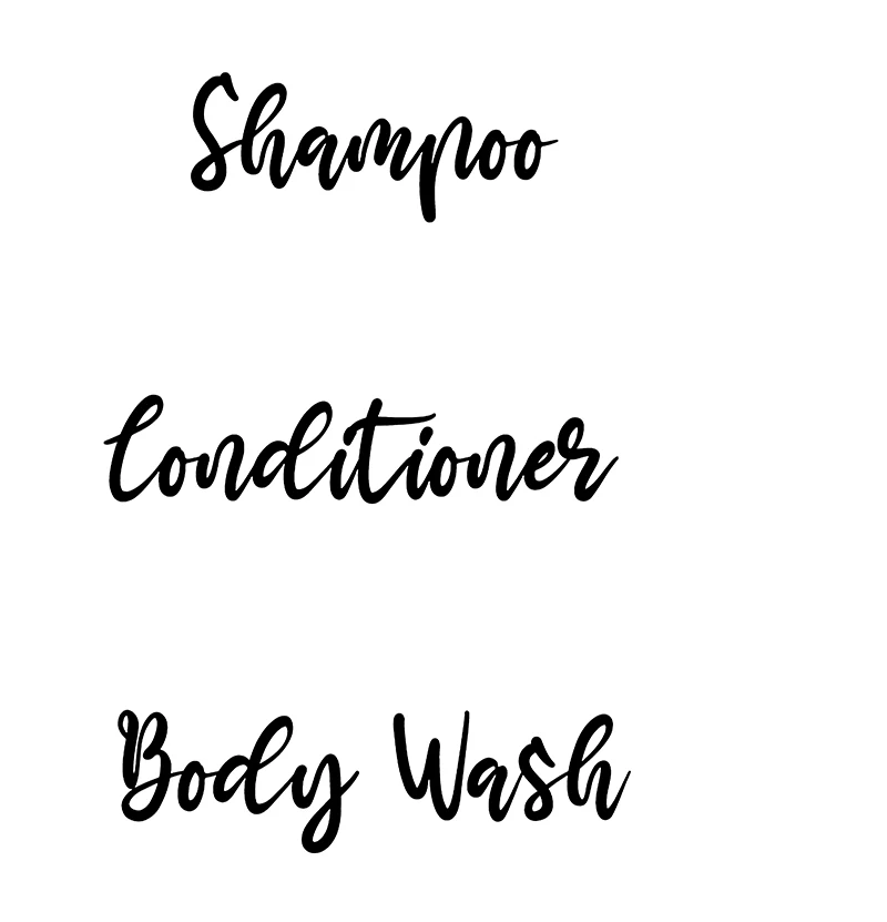 Shampoo Conditioner Body Wash Shower Bottle Sticker Decal Bathroom Labels Shower Room Decor