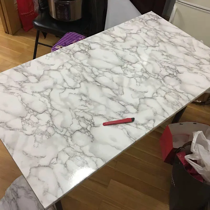 PVC Waterproof Marble Self-Adhesive Wall Stickers Old Furniture Decorative Film Bedroom Windowsill Tabletop Renovation Wallpaper