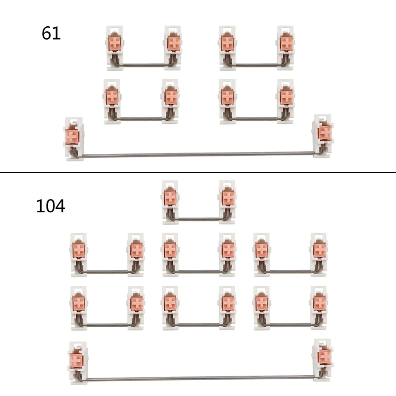 Plate Mounted Stabilizer For 61/87/104/108 Custom Mechanical Keyboard Cherry OEM Stabilizer 6.25U 2U Steel Wire Gray + Pink