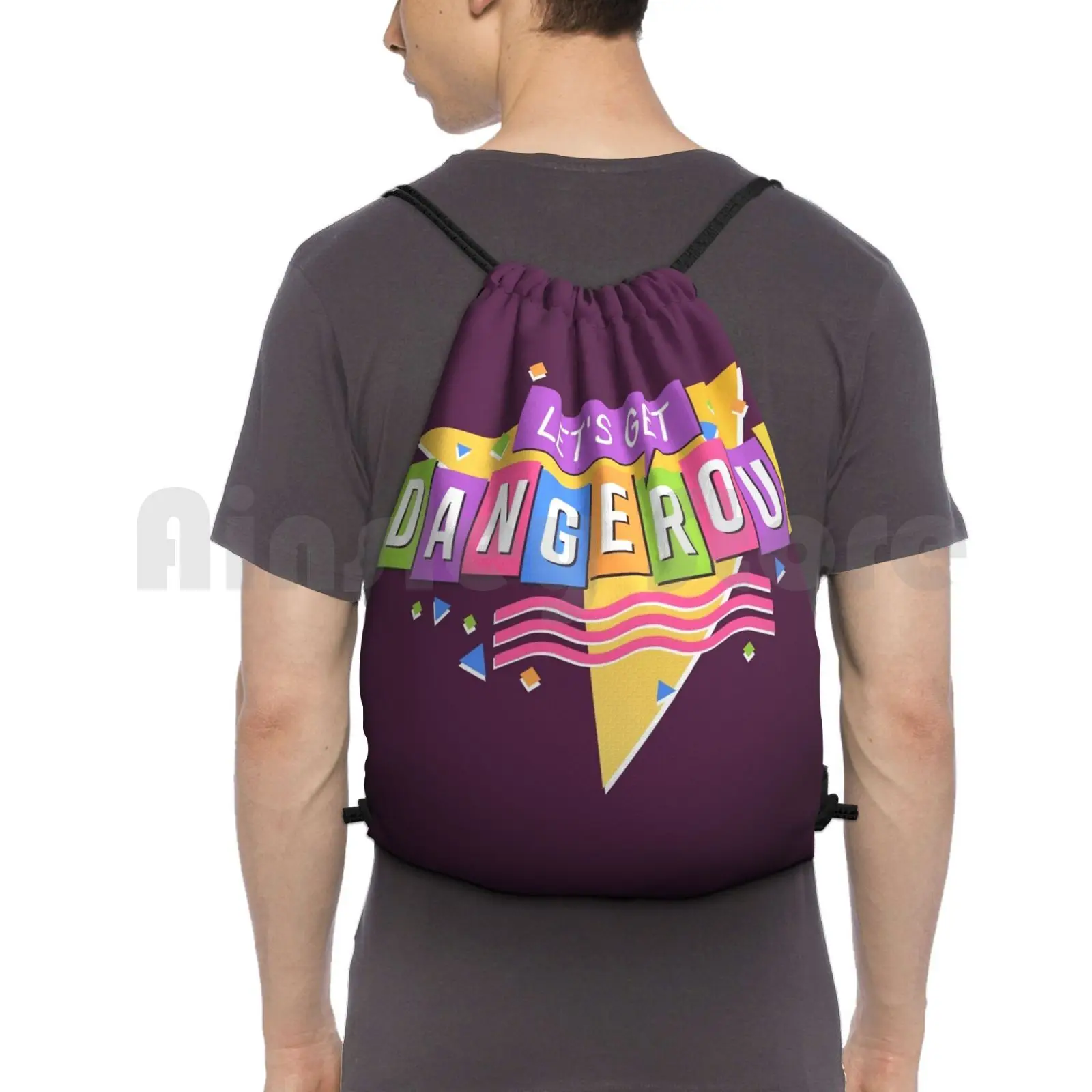 Let's Get Dangerous Backpack Drawstring Bag Riding Climbing Gym Bag Afternoon Superhero Cartoons