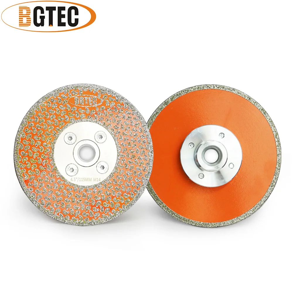 Bgtec 5 Pcs 4.5 "Mạ Điện Mặt Đơn Phủ Kim Cương Cắt & Đĩa Mài 115 Mm Đá Cẩm Thạch Đông Ninh M14 Bích lưỡi Cắt Kim Cương