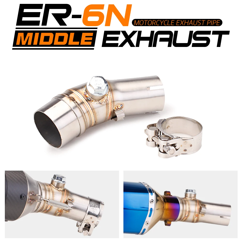 

ER-6N 51mm Motorcycle Exhaust Pipe Muffler Escape Connecting Pipe Front Link Pipe Moto Mid Pipe Accessories For ER6N