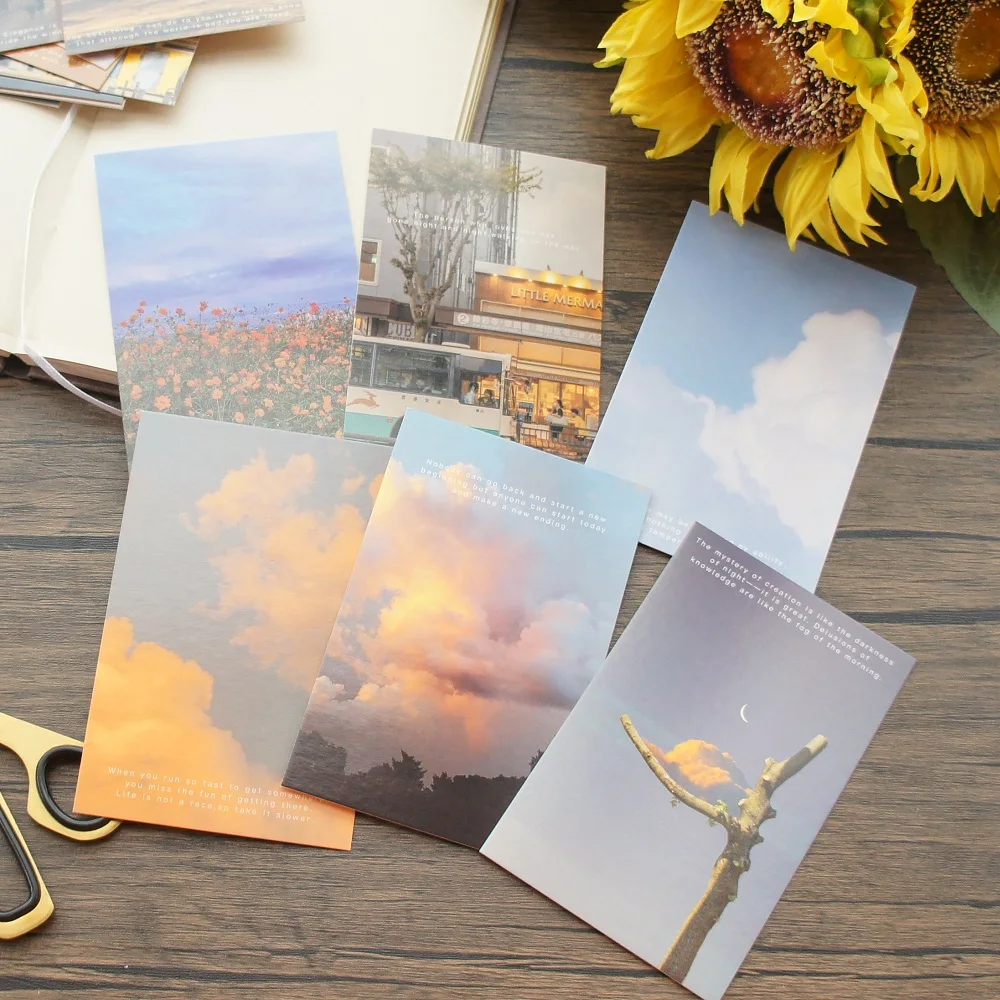 15pcs The Most Beautiful Time of The Day Is Sunset Design Post Card Greeting Cards Gift Card Party Invitation Scrapbooking Use