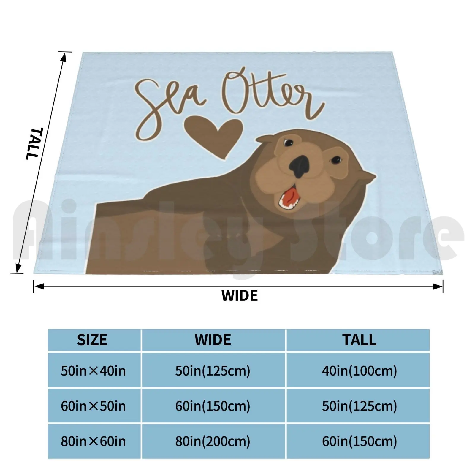 Sea Otter Love-Cartoon Blanket Fashion Custom Sea Otters Sea Otter Otter Otters Semiaquatic Endangered