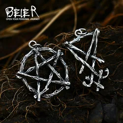 Beier Stainless Steel Classic Satan Evil Simple Pentagram Group Pendant Necklace Demon With Animal Jewelry For Men Chain BP8-171