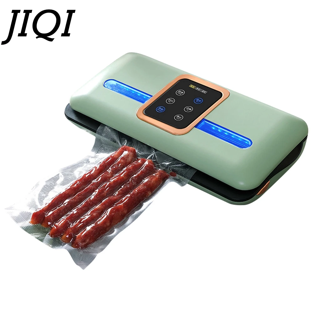 JIQI Household Fresh Packaging Machine Automatic Vacuum Sealer Food Packer 80KPa Sealing Device Modes Container Degasser 220V