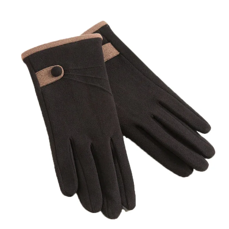 

Fashion Women Autumn Winter Plush Inside Warm Sports Fitness Touch Screen Cycling Mittens Female Wool Knit Cashmere Gloves C70