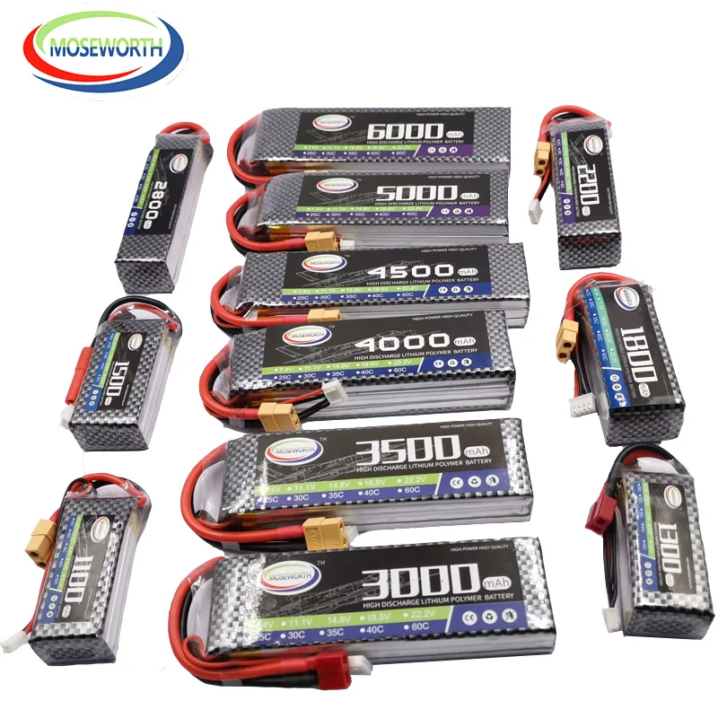3S 11.1V 1300 1500 1800 2200 3000 3500 4000 4500 5000 6000mAh 25C 35C 60C LiPo Battery For RC Toys Drone Airplane Car Boat