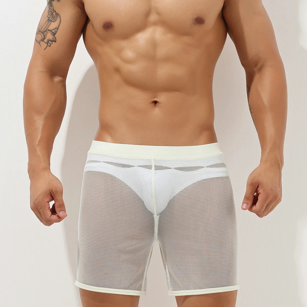 SEOBEAN-pantalones cortos de tiro bajo para hombre, ropa interior tipo bóxer, pijama a la moda, nueva marca