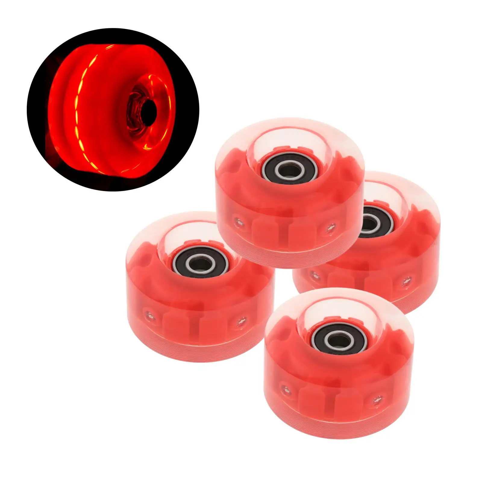 4Pack Quad Roller Skate Wheels Light Up Bearings for Double Row Skating Grip Bearings Parts Free Rollerskate