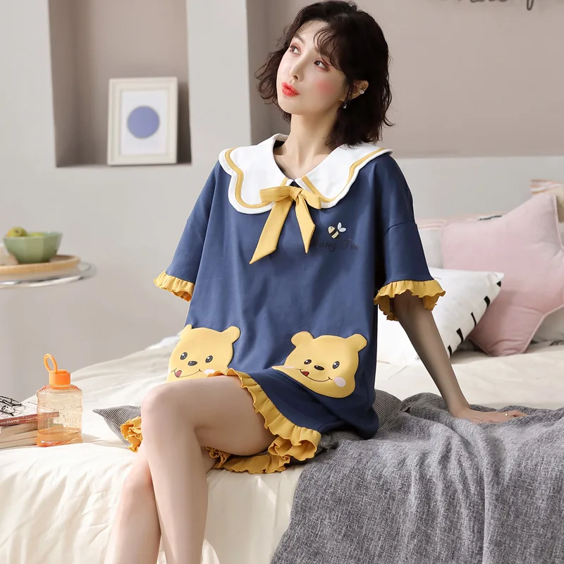 

Summer Loungewear Women Crew Neck Pjs Women Homesuit Homeclothes Fashion Style Cartoon Printing Short Sleeve Long Pants Pj Set