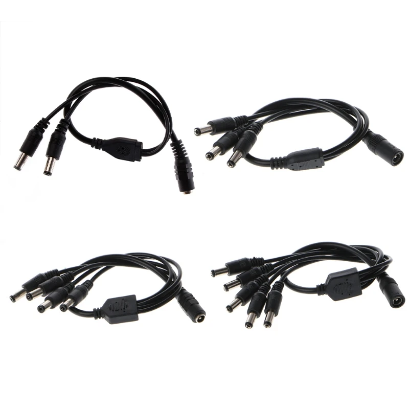 1 żeński do 2/3/4/5 męski wtyk 5.5x2.1mm Port 12V DC zasilacz kabel splittera