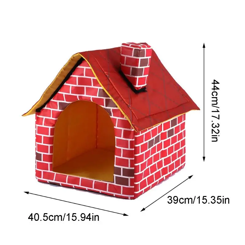 Warm Indoor Soft Dog Kennel with Chimney Pet Large House Simulation Brick Doggy 517E