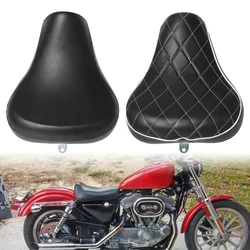 Black Driver Rider Solo Seat Motorcycle PU Leather Pad For Harley Davidson Sportster XL 883 1200 Forty Eight 48 72 1983-2003