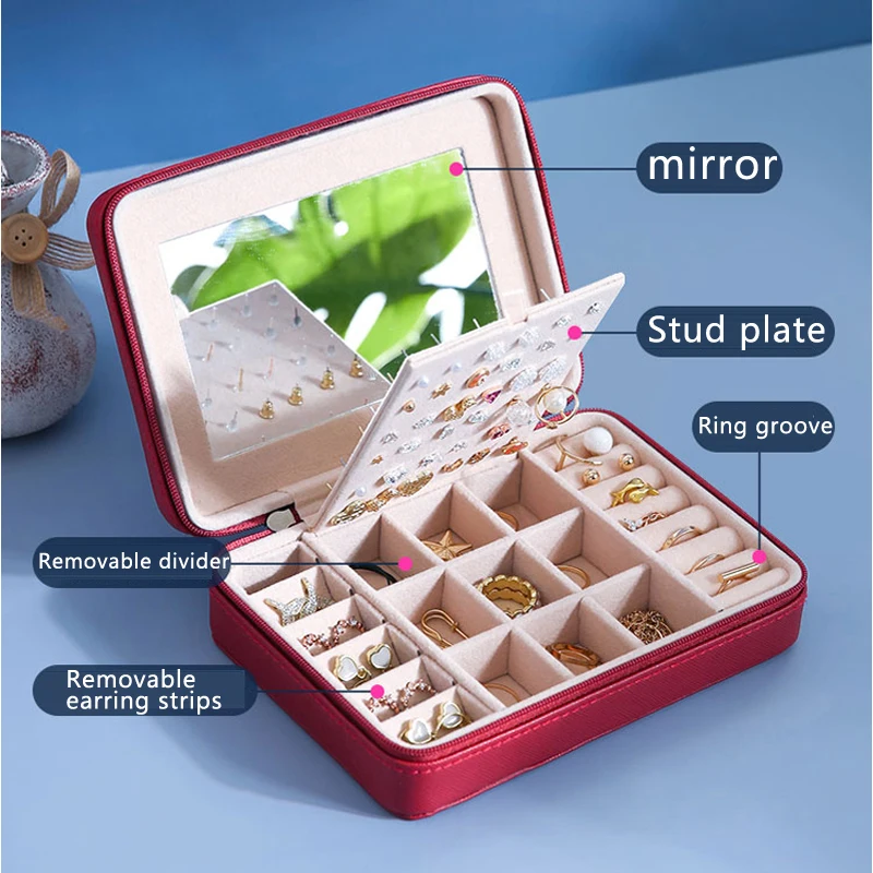 Portable Jewelry Box Jewelry Organizer Display Travel Jewelry Case Boxes Leather Storage Case Joyeros Organizador De Joyas