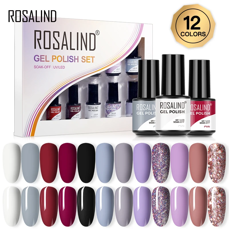 Rosalind Nagellak Gel Set 2/4/6/24Pcs Meerdere Keuzes Semi Permanente Gel Hybrid Vernis nail Gel Art Nodig Base Top Coat