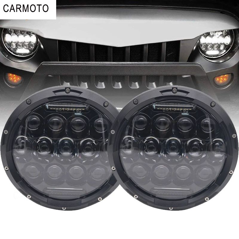 

2pcs 7 inch Round Black/chrome LED Projector Headlights Fit For Freightliner FL112 for jeep JK Land Rover Lada 4x4 urban