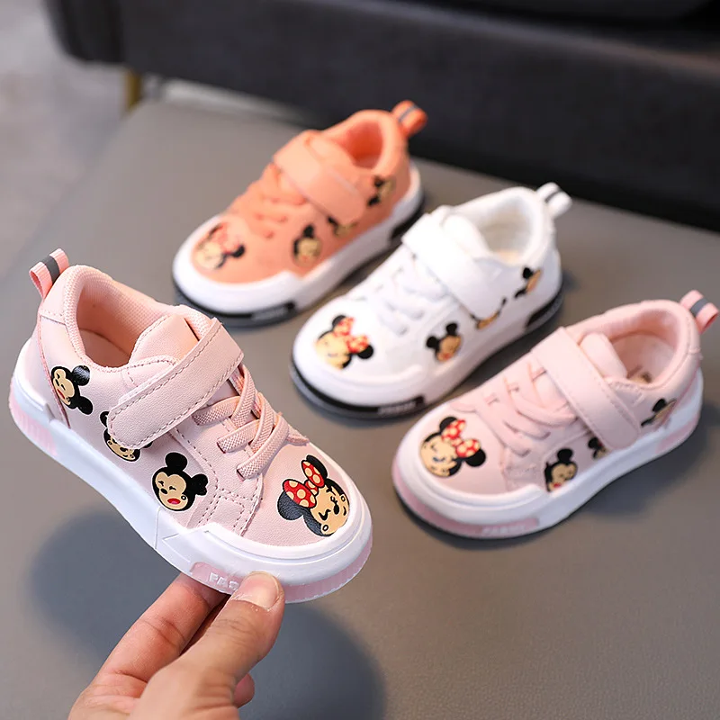 Disney autumn new Minnie Mickey casual shoes fashion girl baby breathable soft sole children\'s sneakers