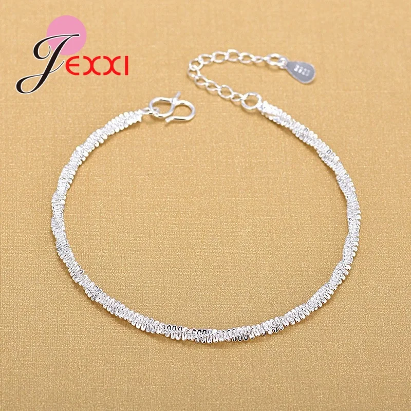 Women New 925 Sterling Silver Beads Pendant Bracelets & Bangles Hot Fashion Hand Chains For Girls Valentines\'Day Gifts