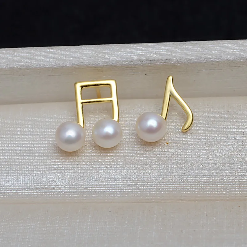 Fashion Music Note Design Stud Earrings For Pearls Jewelry Fittings&Components(Not including pearl)