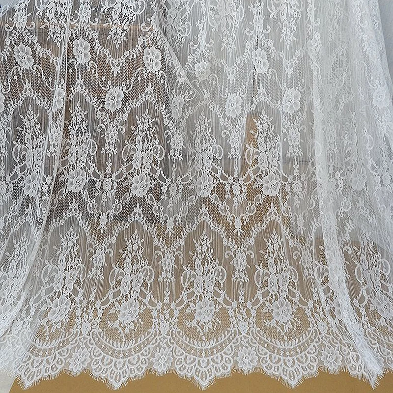 150cm x 300cm Classical Eyelashe Lace Fabric Handmade Material Evening Dress Clothes Fabric 3M/Piece