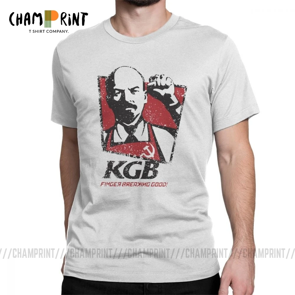 KGB Vladimir Lenin Men T Shirts USSR Russia Communism Marxism Socialism Vintage Tees Crewneck T-Shirts 100% Cotton Gift Clothes