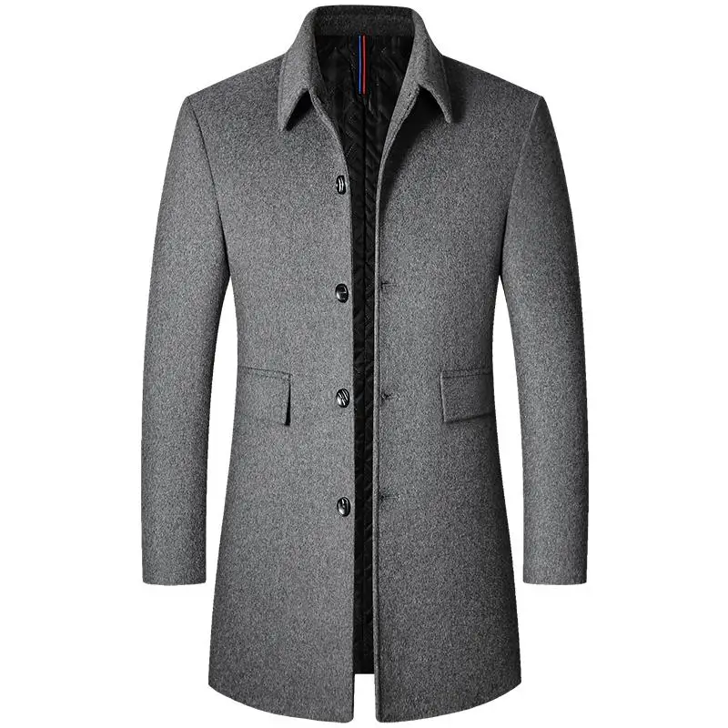 Brand Winter 40% Wool Men Thick Coats Turn Down Collar Male Fashion Wool Blend Coats Superior Outerwear Jacket Trench M-4Xl Size