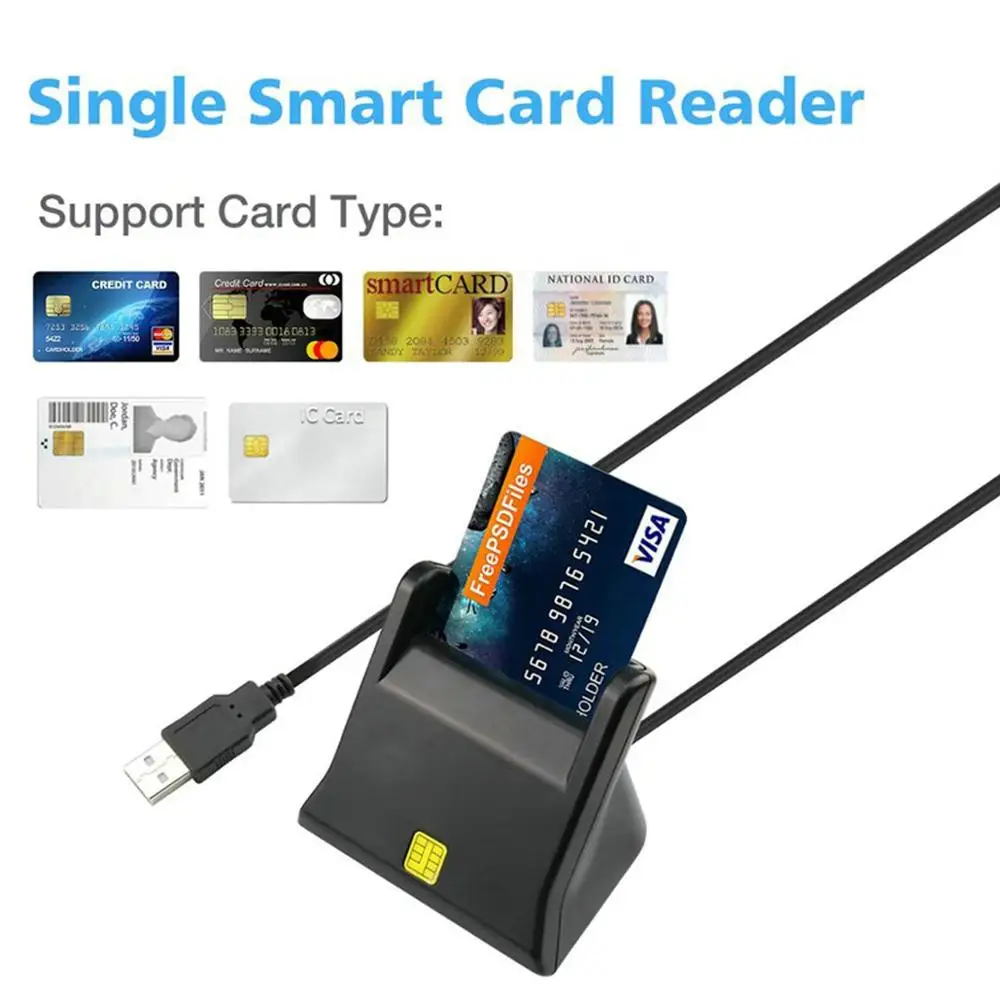 Wiisdatek USB 2.0 Smart Card Reader Memory for ID Bank EMV IC Chip Smart Card Reader/Writer