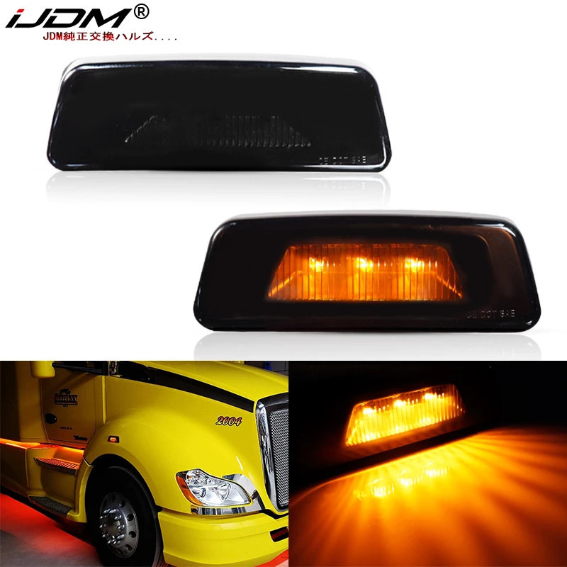 

2pcs For Kenworth T680 T700 T880 For Peterbilt 567 Semi-Truck Fender Side Marker Lights Turn Signal Light/Parking Lights Amber