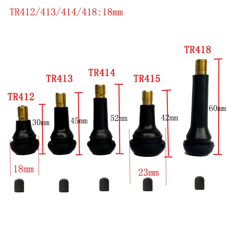 10 pcs TR413 short black three chloro ethylene propylene rubber tire without inner tire wheel tire on the valve parts