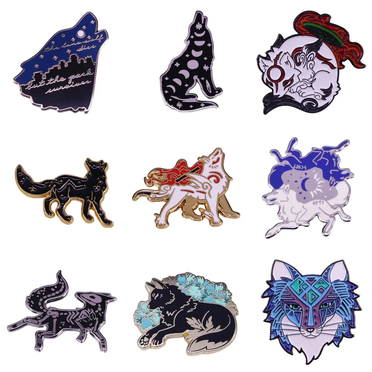 Excellent Quality Skull Wolf Enamel Pin Okami Brooches Dark Romance Brooches Animal Wild Life Lapel Badge Demon Art Jewelry Gift