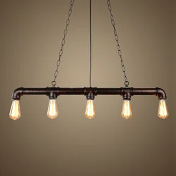 Industrial Vintage Light Wrought Iron Pipe Chandelier Bar Coffee Shop Bar Retro Loft Lighting Personality Pendant Lamp HeadLight